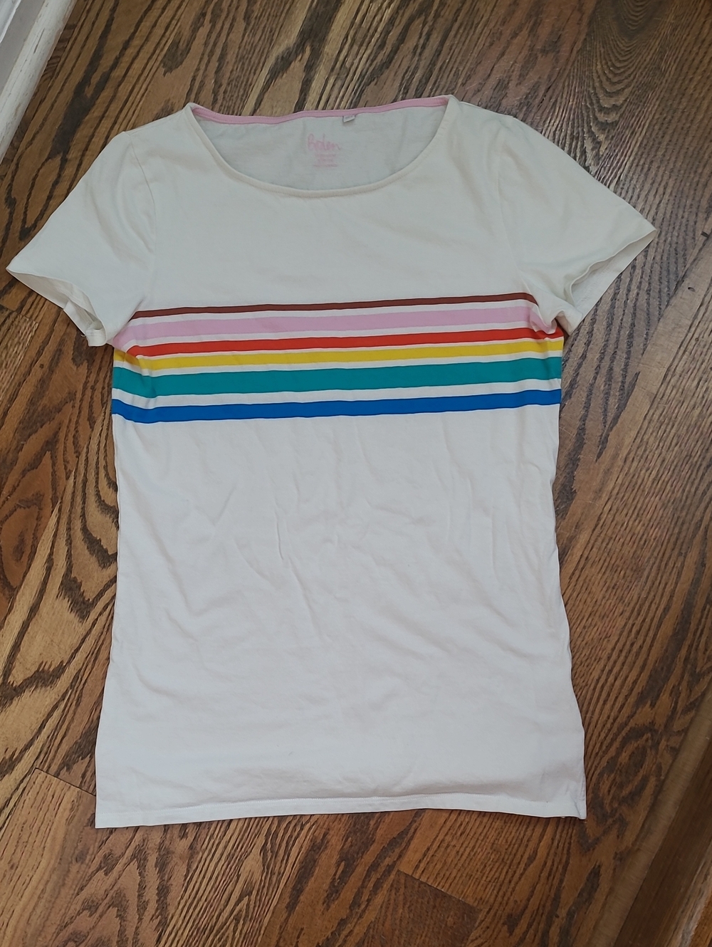 Boden Short Sleeved Tee with Rainbow Stripes US Size 2